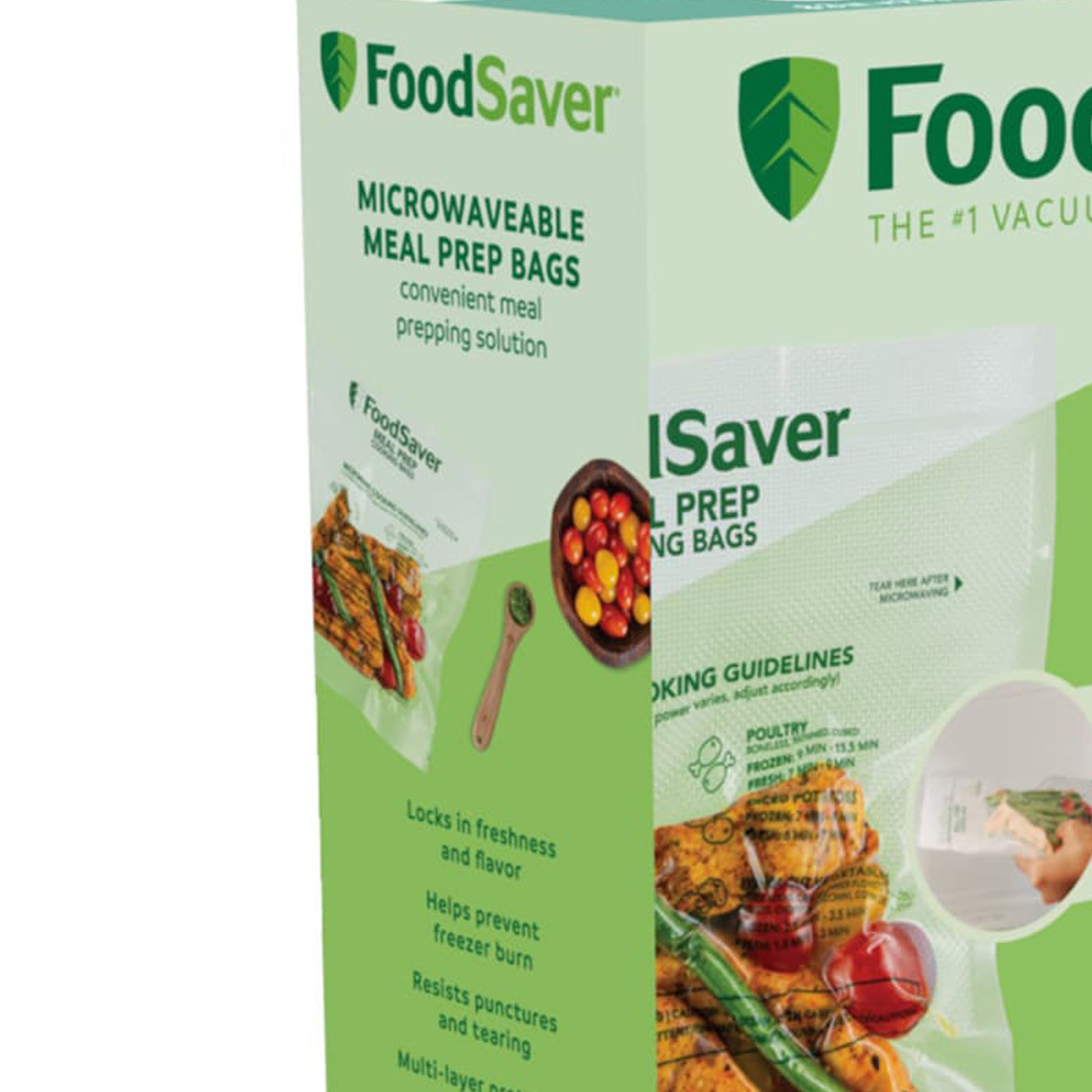 FoodSaver 32-Count Microwavable Meal Prep Vacuum Seal Bags, Leakproof, 1 Quart