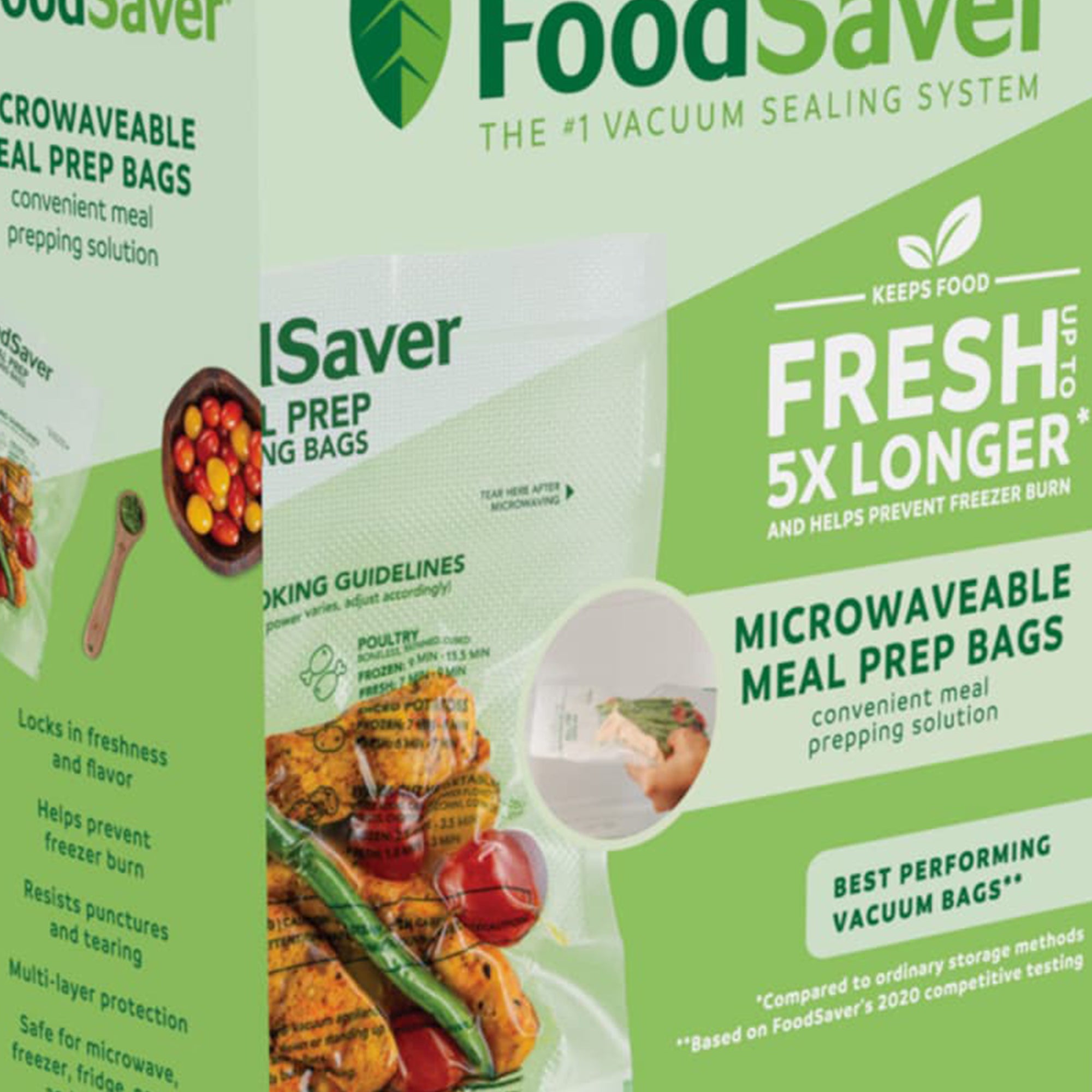 FoodSaver 32-Count Microwavable Meal Prep Vacuum Seal Bags, Leakproof, 1 Quart