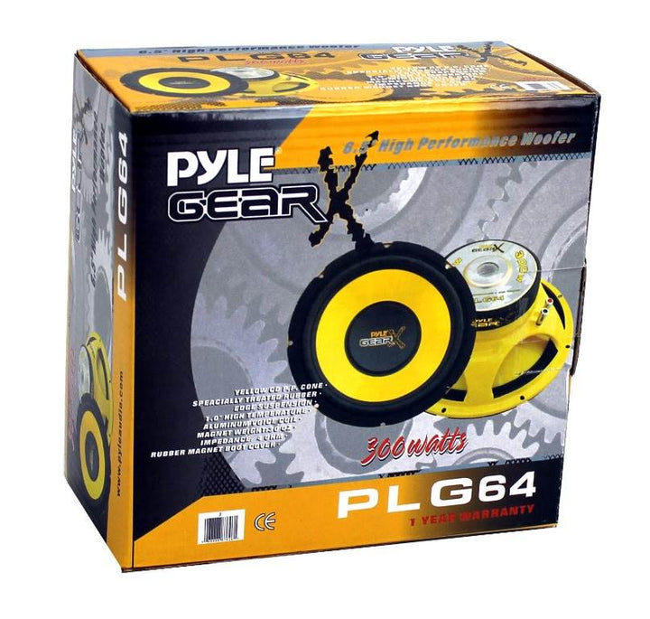 Pyle PLG64 6.5" 300W Car Mid Bass Woofer Midrange Sub Power Speaker, Yellow