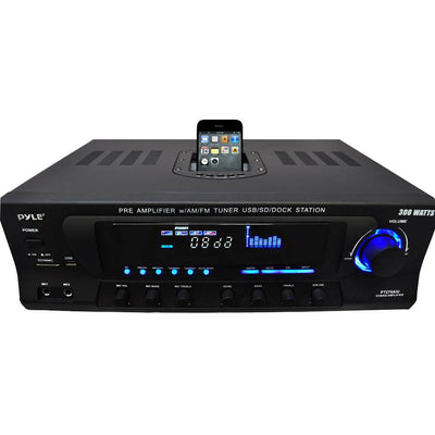 New Pyle Pro PT270AIU 300W Home Amplifier Receiver Stereo iPod Dock AM/FM USB/SD