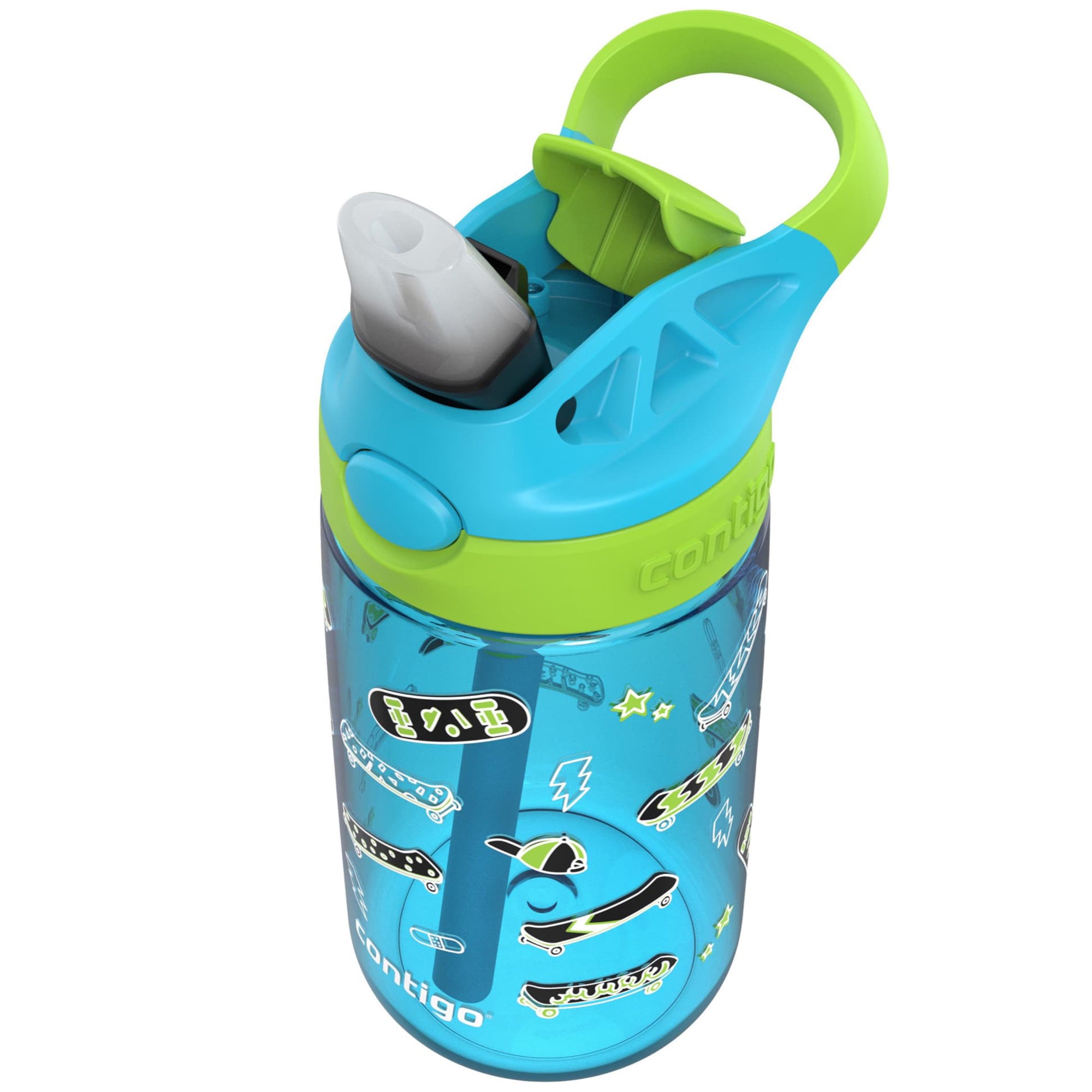 Contigo 4 Pack Kids Aubrey 14 oz Water Bottle w/AutoSpout Straw, Blue Raspberry - VMInnovations