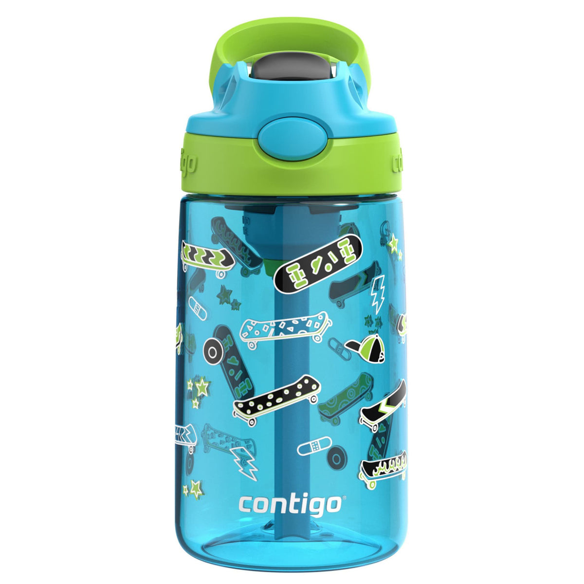 Contigo 3 Pack Kids Aubrey 14 oz Water Bottle w/AutoSpout Straw, Blue Raspberry - VMInnovations
