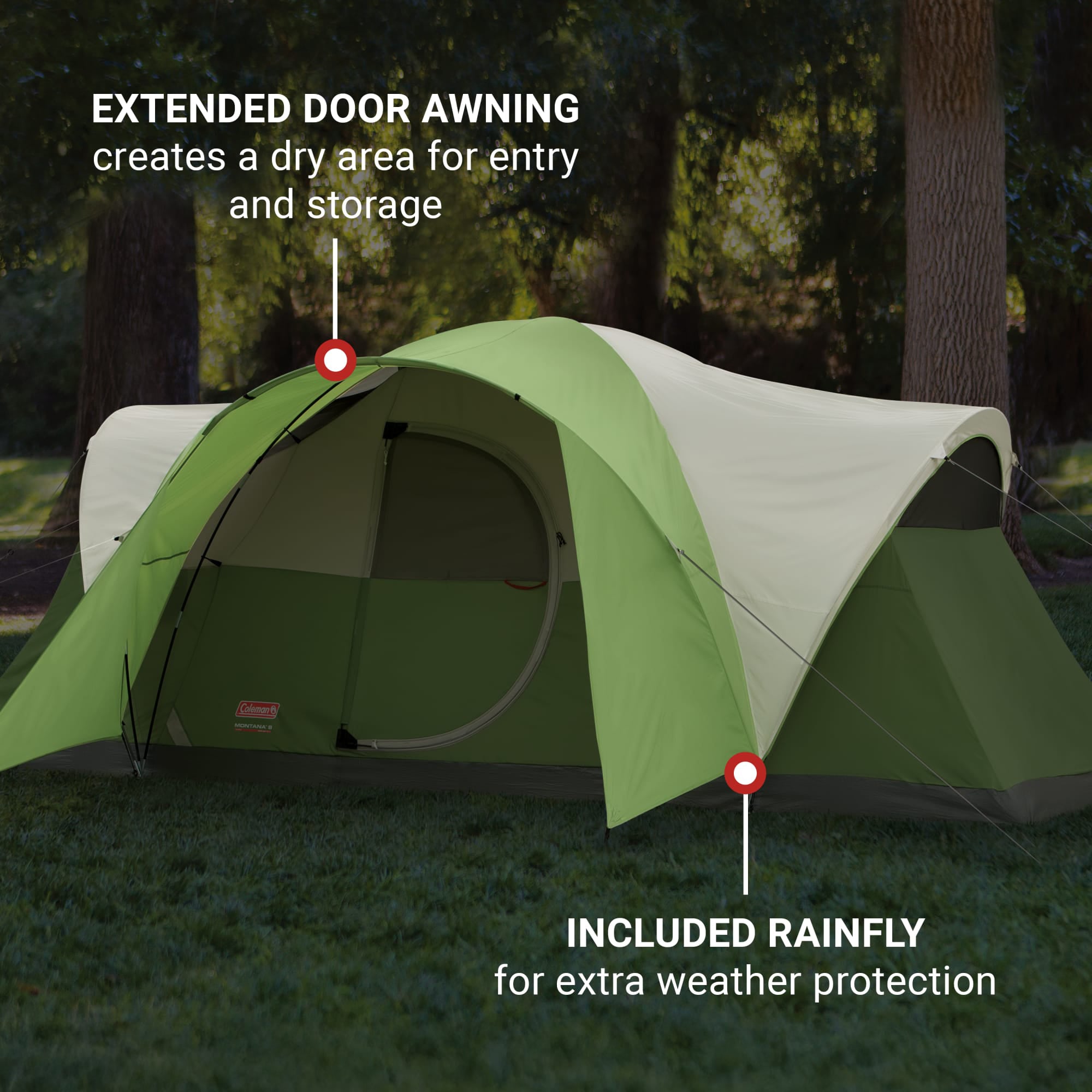 Coleman Montana 8-Person Camping Tent, Family Tent w/ Rainfly & E-Port(Open Box)