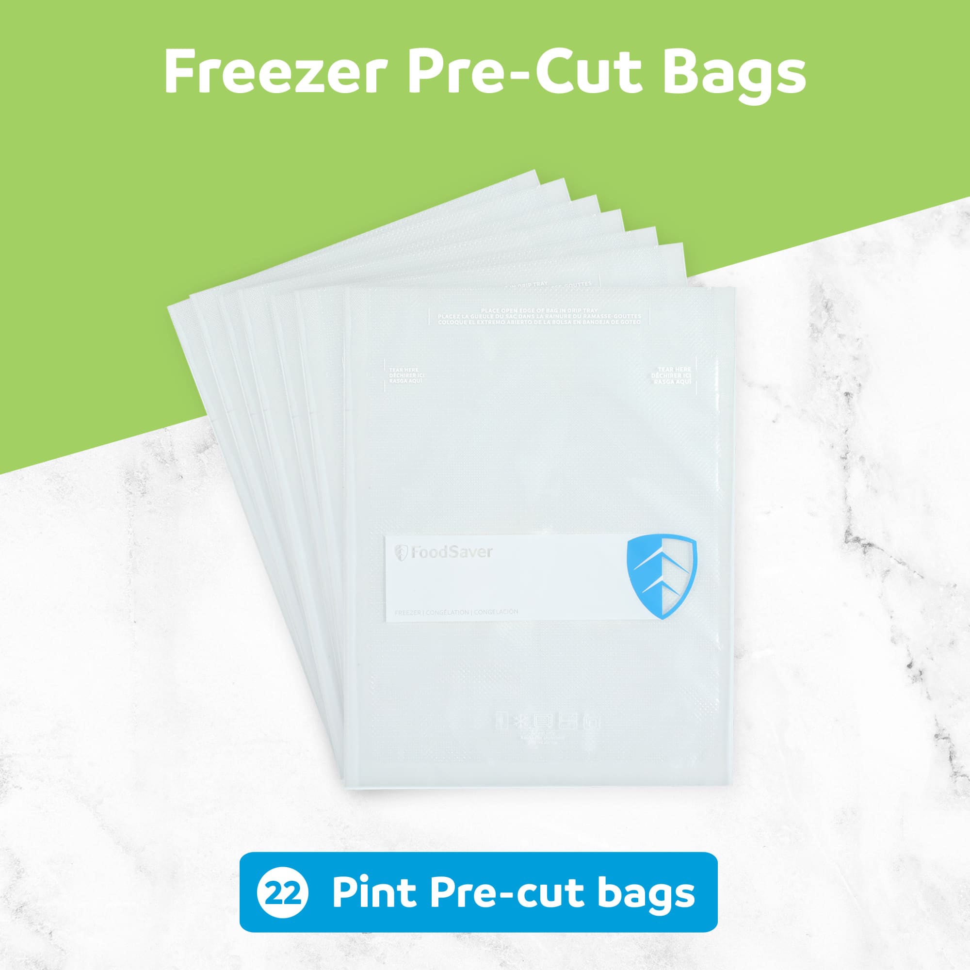 FoodSaver 44 Pack Pint Vacuum Seal, Pre-Cut BPA-Free Freezer Bags for Meal Prep - VMInnovations