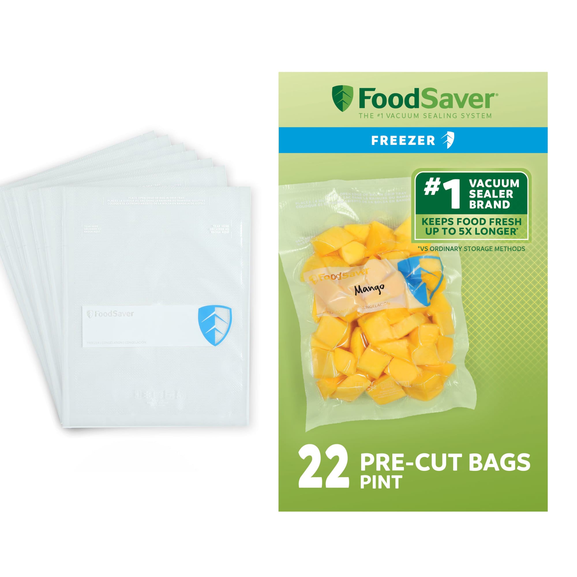 FoodSaver 88 Pack Pint Vacuum Seal, Pre-Cut BPA-Free Freezer Bags for Meal Prep - VMInnovations