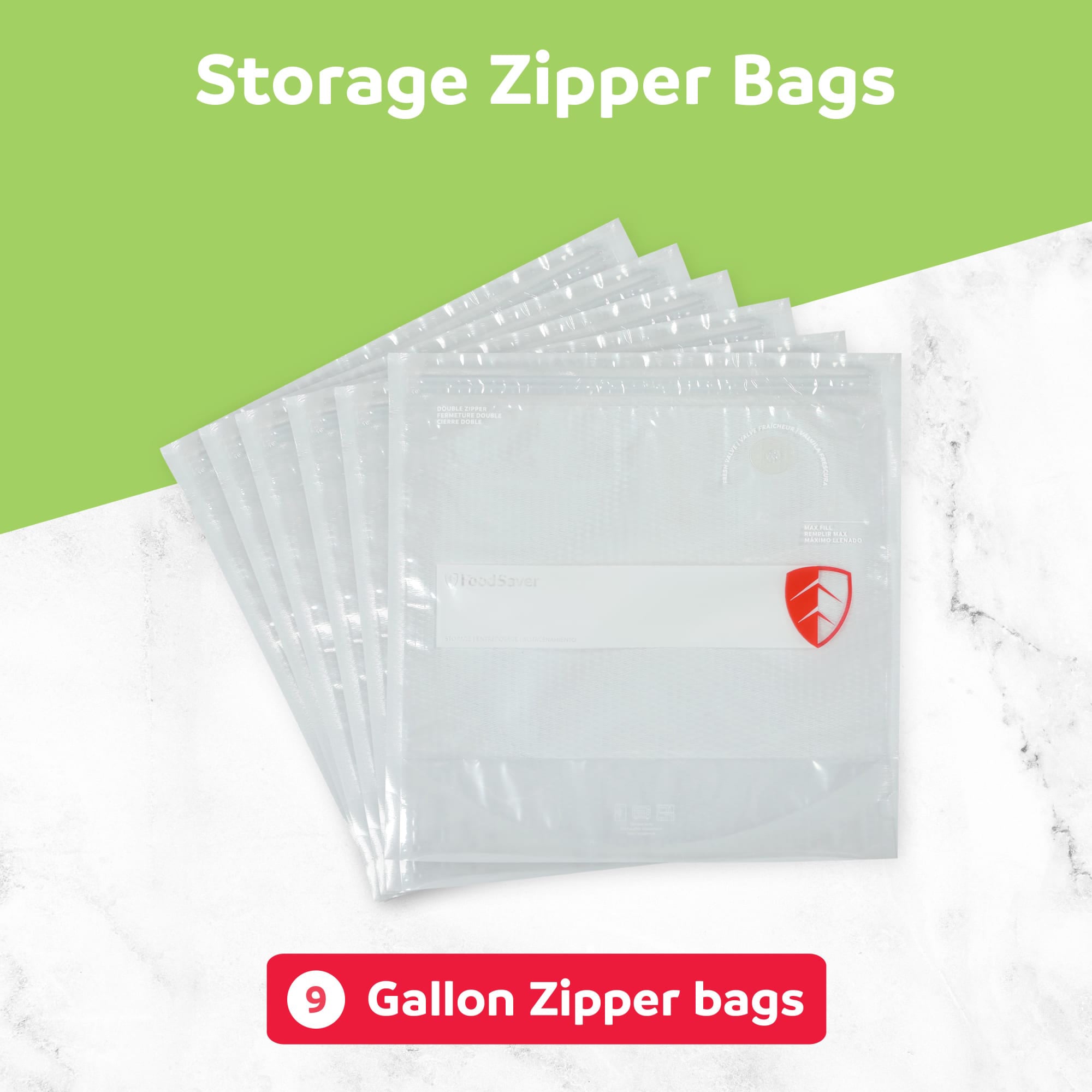 FoodSaver 18 Pack Reusable Quart Vacuum Zipper Bags, BPA-Free Freezer Storage - VMInnovations