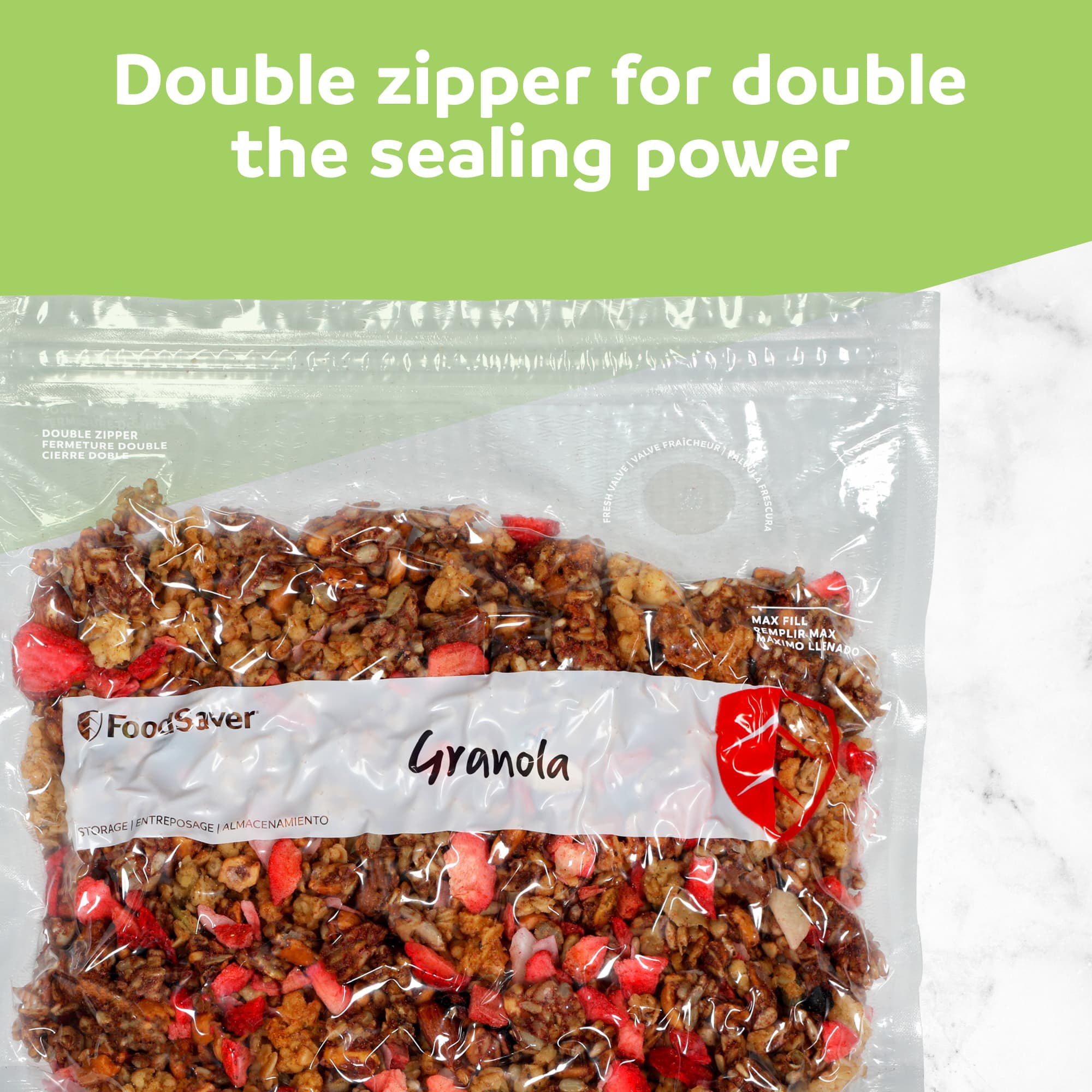 FoodSaver 27 Pack Reusable Quart Vacuum Zipper Bags, BPA-Free Freezer Storage - VMInnovations