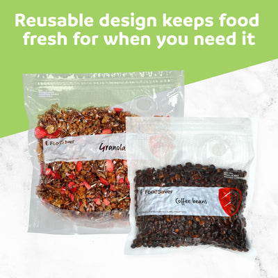 FoodSaver 36 Pack Reusable Quart Vacuum Zipper Bags, BPA-Free Freezer Storage