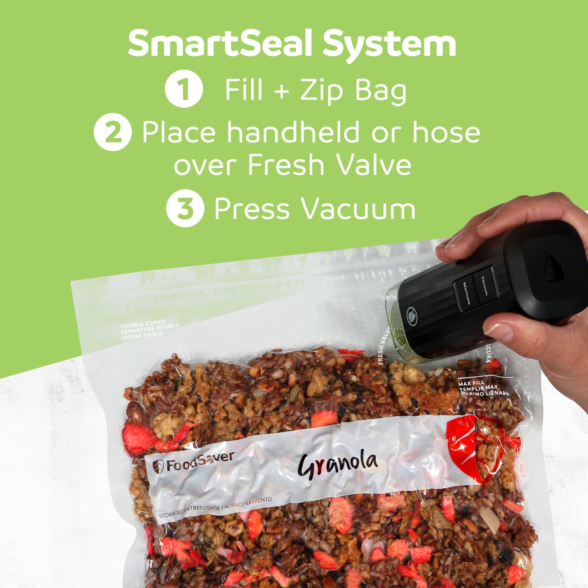 FoodSaver 36 Pack Reusable Quart Vacuum Zipper Bags, BPA-Free Freezer Storage