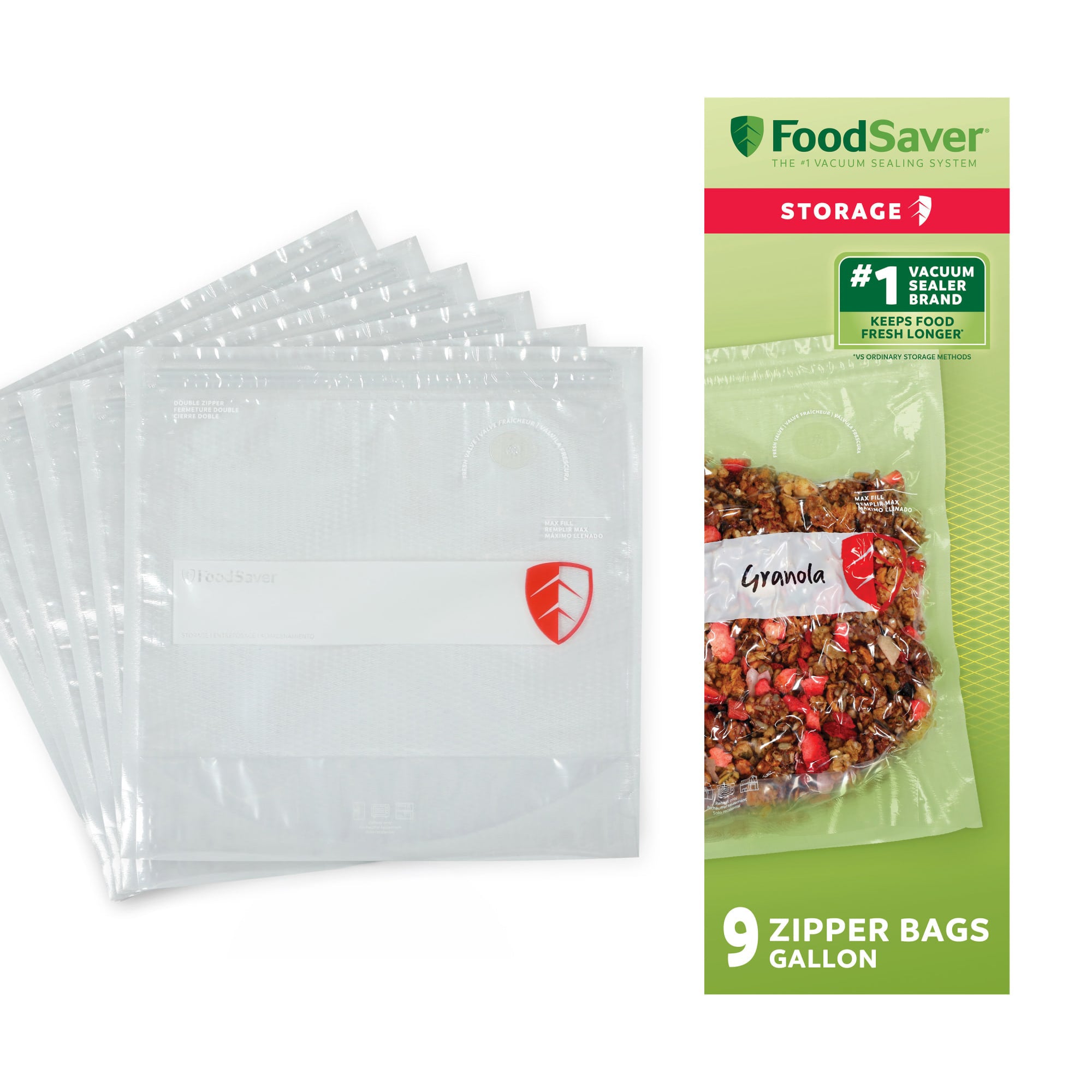 FoodSaver 36 Pack Reusable Quart Vacuum Zipper Bags, BPA-Free Freezer Storage - VMInnovations