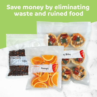 FoodSaver 44 Pack Reusable Quart Vacuum Zipper Bags, BPA-Free Freezer Storage