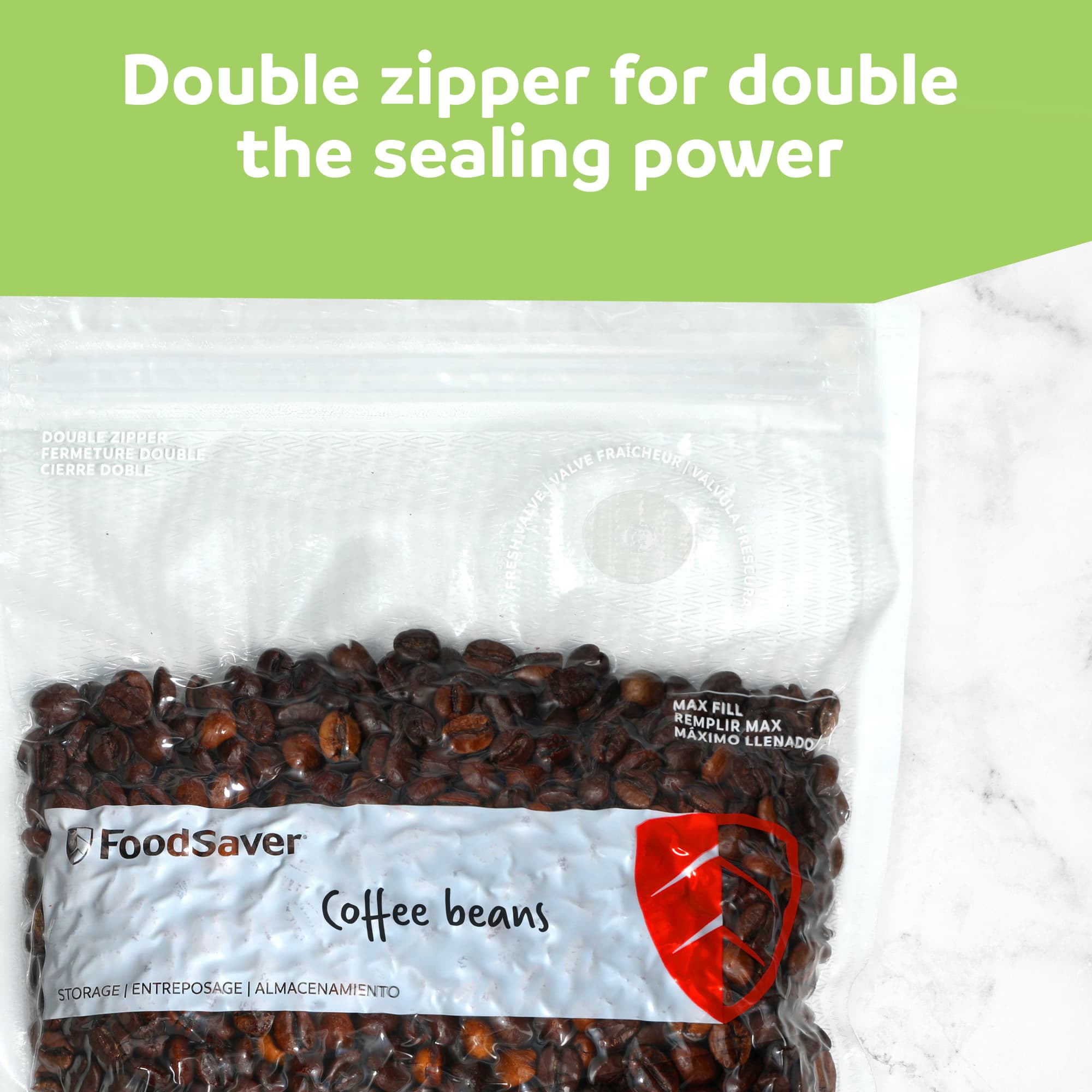 FoodSaver 44 Pack Reusable Quart Vacuum Zipper Bags, BPA-Free Freezer Storage