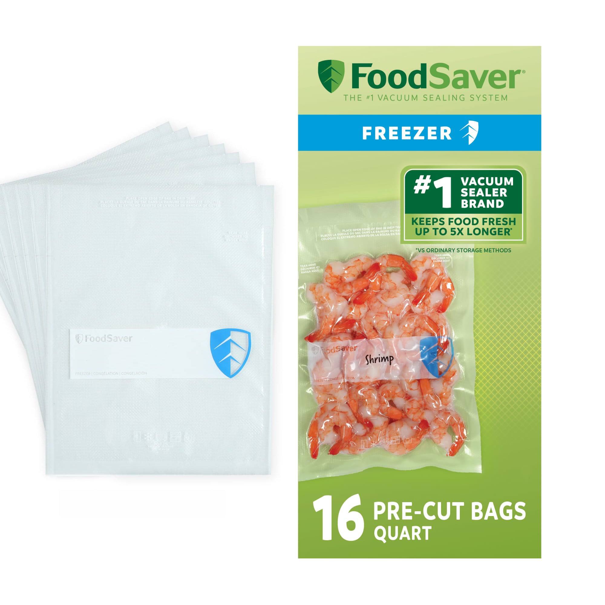 FoodSaver 16 Pack Quart Vacuum Seal Bags, Pre-Cut BPA-Free Freezer Storage Bags