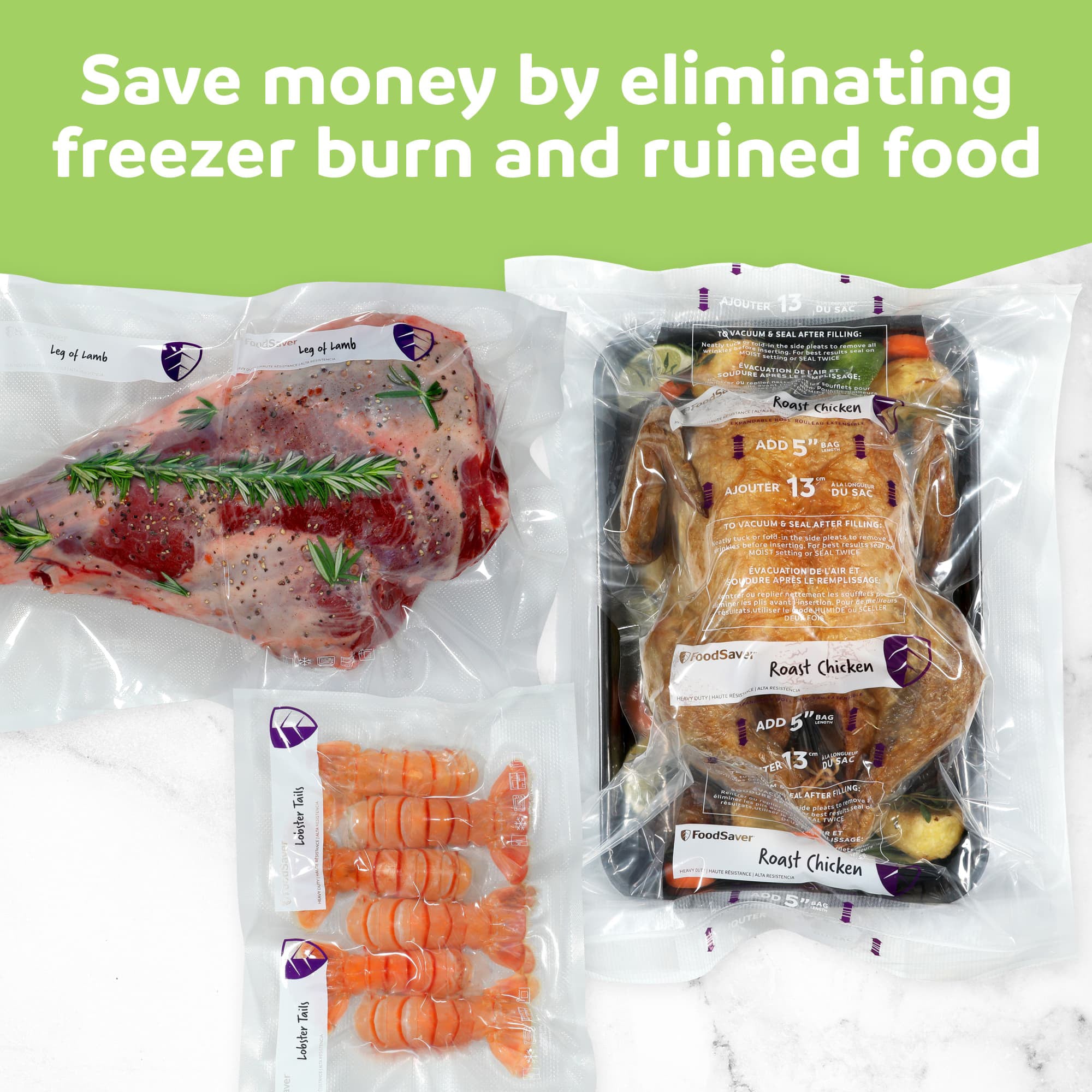 FoodSaver 3 Pack Heavy Duty Vacuum Sealer Rolls, XL 11" x 16', Expands to 14" - VMInnovations