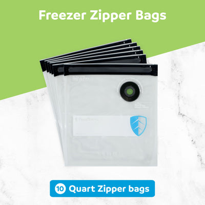 FoodSaver 10 Pack Reusable Quart Vacuum Zipper Bags, BPA-Free Freezer Storage