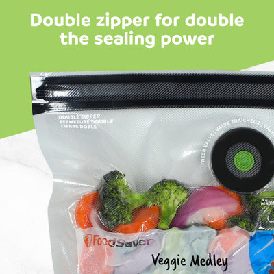 FoodSaver 10 Pack Reusable Quart Vacuum Zipper Bags, BPA-Free Freezer Storage