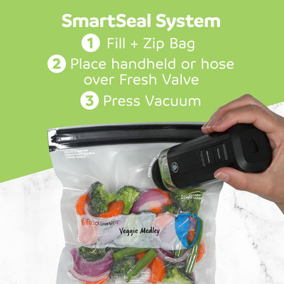 FoodSaver 10 Pack Reusable Quart Vacuum Zipper Bags, BPA-Free Freezer Storage