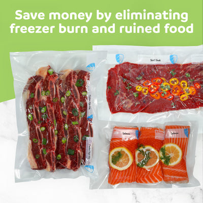 FoodSaver 8 Pack Vacuum Sealer Rolls, 11"x12.5' Rolls, Custom Size Freezer Bags - VMInnovations