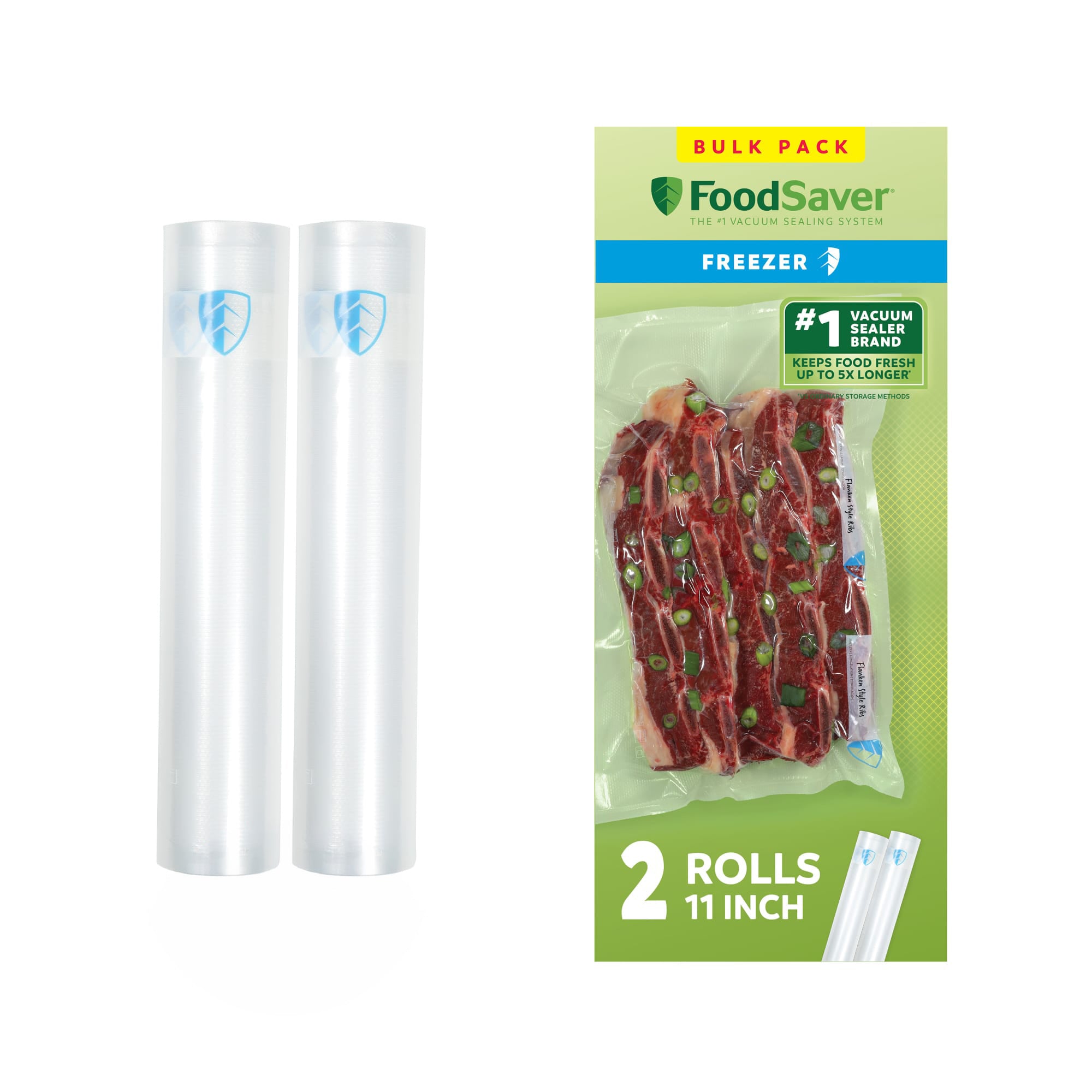 FoodSaver 6 Pack Vacuum Sealer Rolls, 11"x12.5' Rolls, Custom Size Freezer Bags
