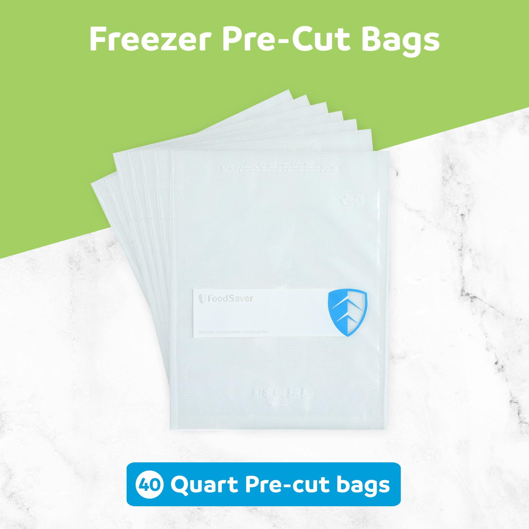 FoodSaver 40 Pack Quart Vacuum Seal Bags, Pre-Cut BPA-Free Freezer Storage Bags