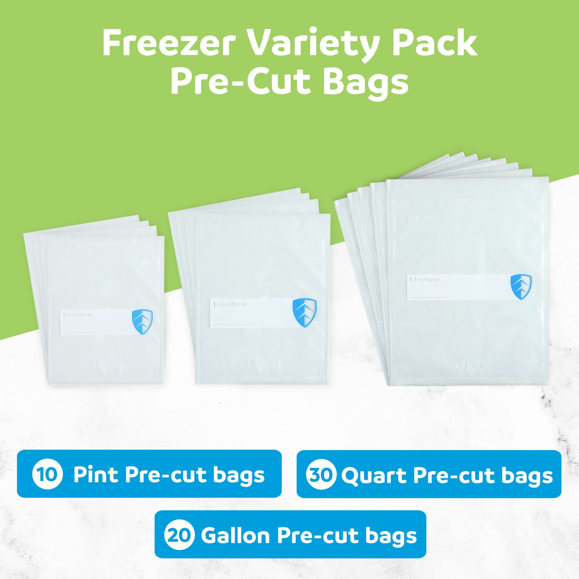 FoodSaver 60 Pack Vacuum Seal Bags, Pre-Cut BPA-Free Freezer Bags for Meal Prep