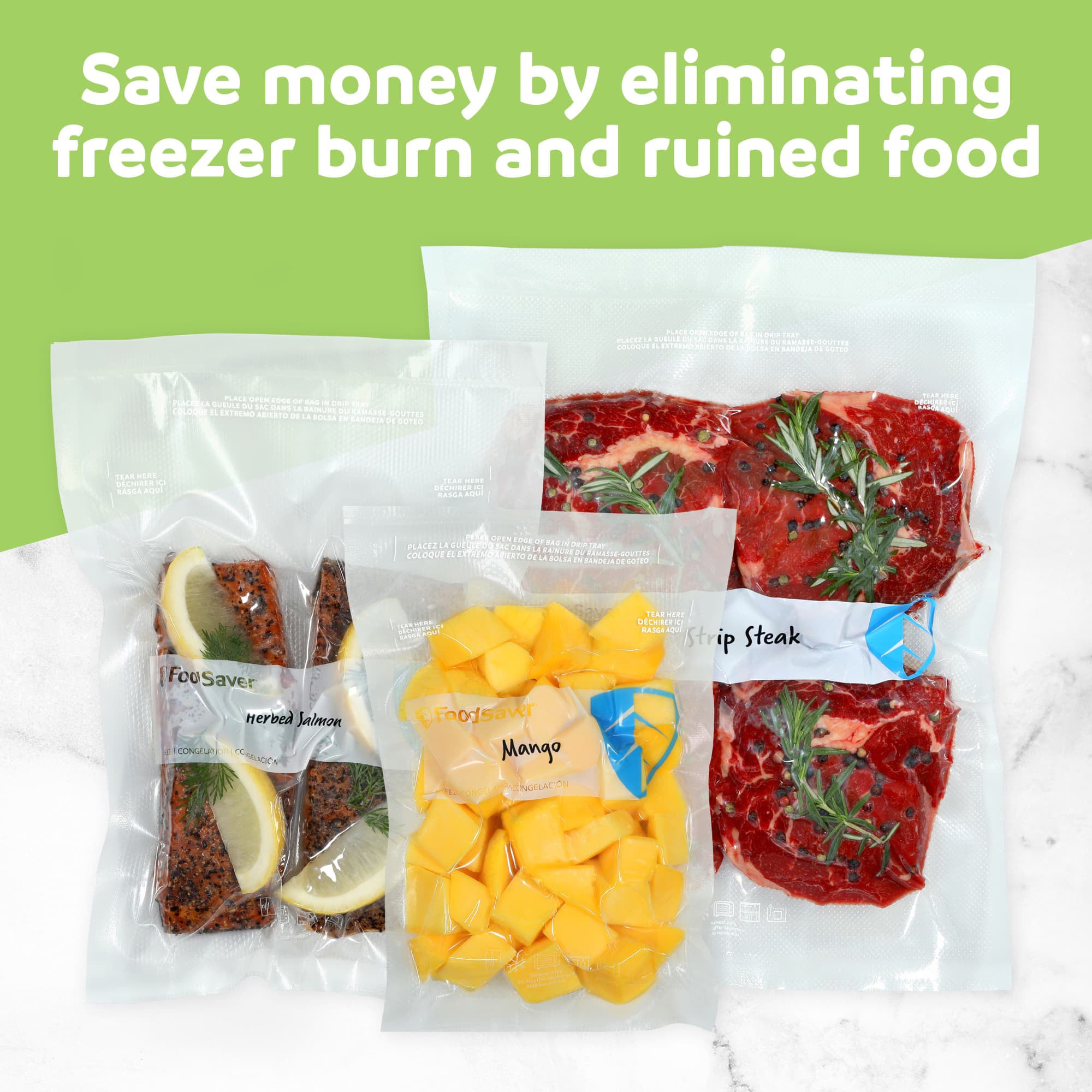 FoodSaver 60 Pack Vacuum Seal Bags, Pre-Cut BPA-Free Freezer Bags for Meal Prep