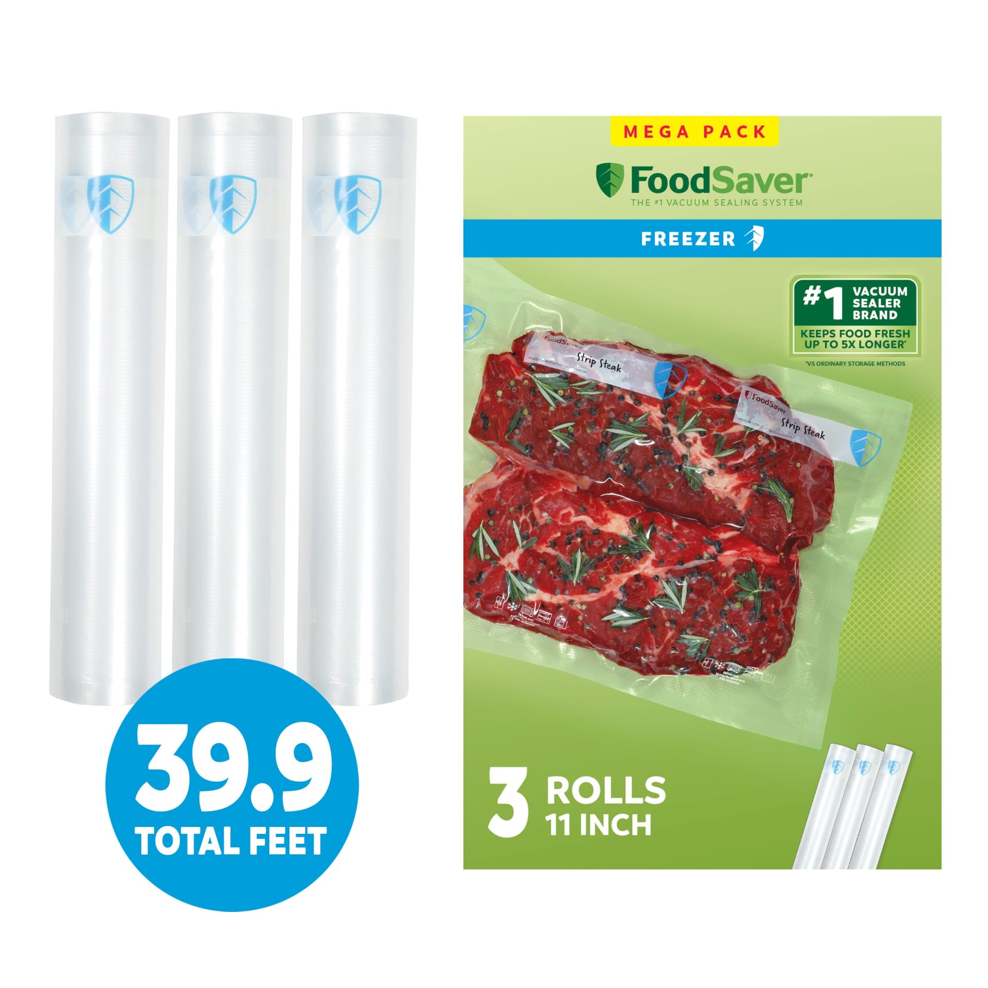 FoodSaver 3 Pack Vacuum Sealer Rolls, Freezer Bags for Food Storage & Meal Prep