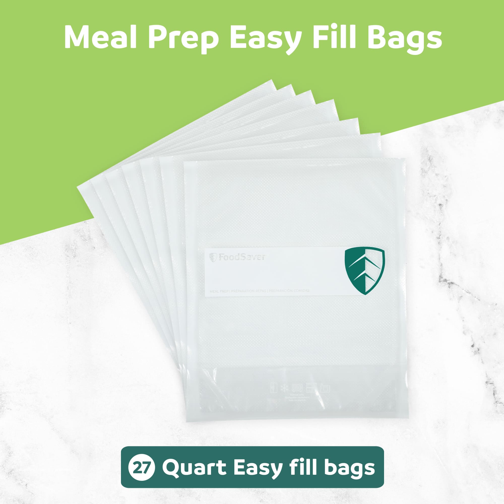 FoodSaver Easy Fill 1-Quart Vacuum Sealer Bags, 27 Count, Free-Standing Design