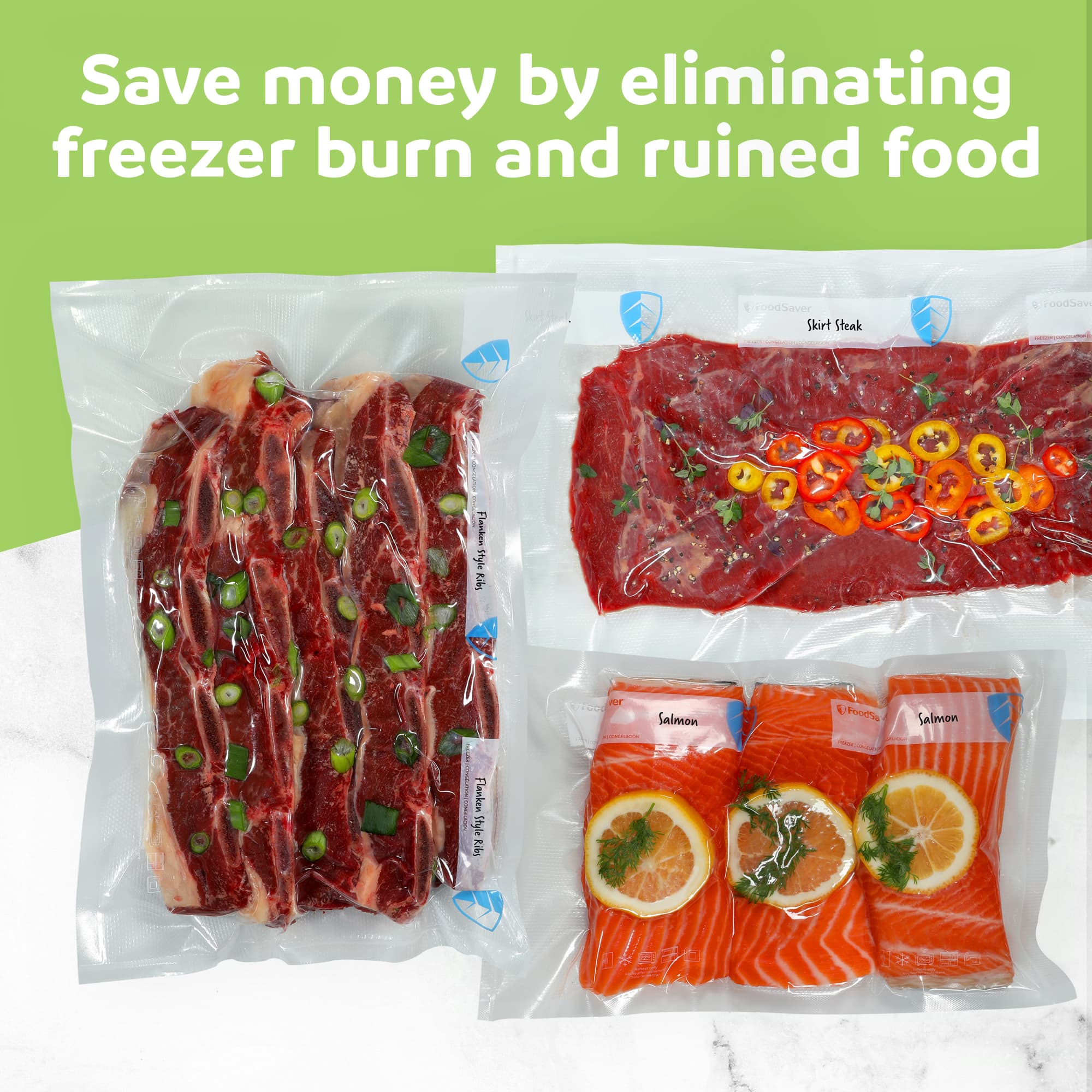 FoodSaver 4 Pack Vacuum Sealer Rolls, Custom Size Freezer Bags, Food Storage - VMInnovations