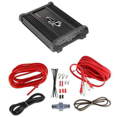 New LANZAR HTG237 1000W 2 Channel Car Audio Power Amplifier + VM 8 Gauge Amp Kit