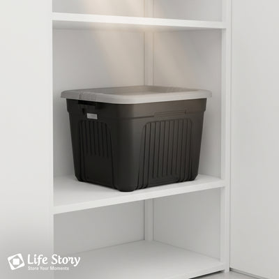 Life Story 20 Gallon Stackable Storage Bin, Versatile Lidded Container, Gray - VMInnovations