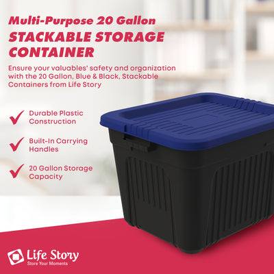 Life Story 20 Gallon Stackable Storage Bin, Versatile Lidded Container, Blue - VMInnovations