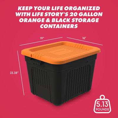 Life Story 20 Gallon Stackable Storage Bin, Versatile Lidded Container, Orange - VMInnovations