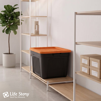 Life Story 20 Gallon Stackable Storage Bin, Versatile Lidded Container, Orange - VMInnovations