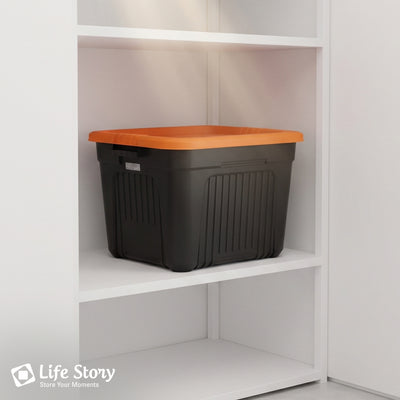 Life Story 20 Gallon Stackable Storage Bin, Versatile Lidded Container, Orange - VMInnovations