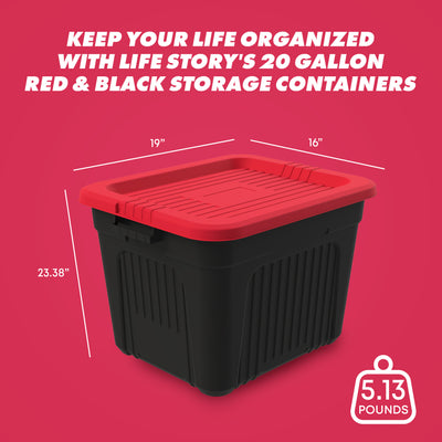 Life Story 20 Gallon Stackable Storage Bin, Versatile Lidded Container, Red - VMInnovations