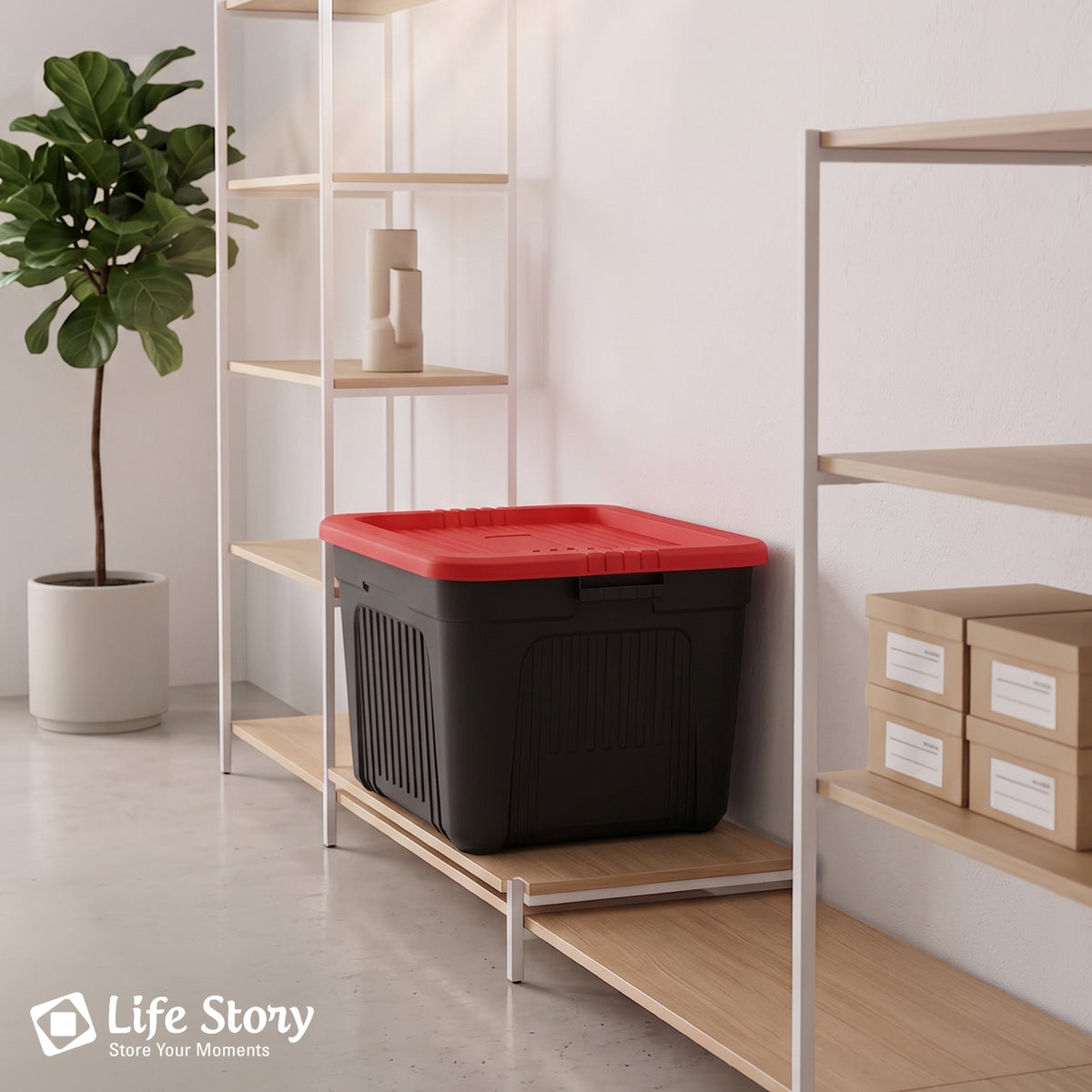 Life Story 20 Gallon Stackable Storage Bin, Versatile Lidded Container, Red - VMInnovations