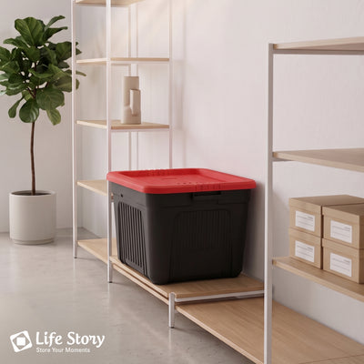 Life Story 20 Gallon Stackable Storage Bin, Versatile Lidded Container, Red - VMInnovations