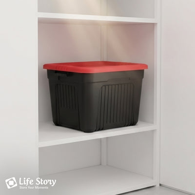 Life Story 20 Gallon Stackable Storage Bin, Versatile Lidded Container, Red - VMInnovations