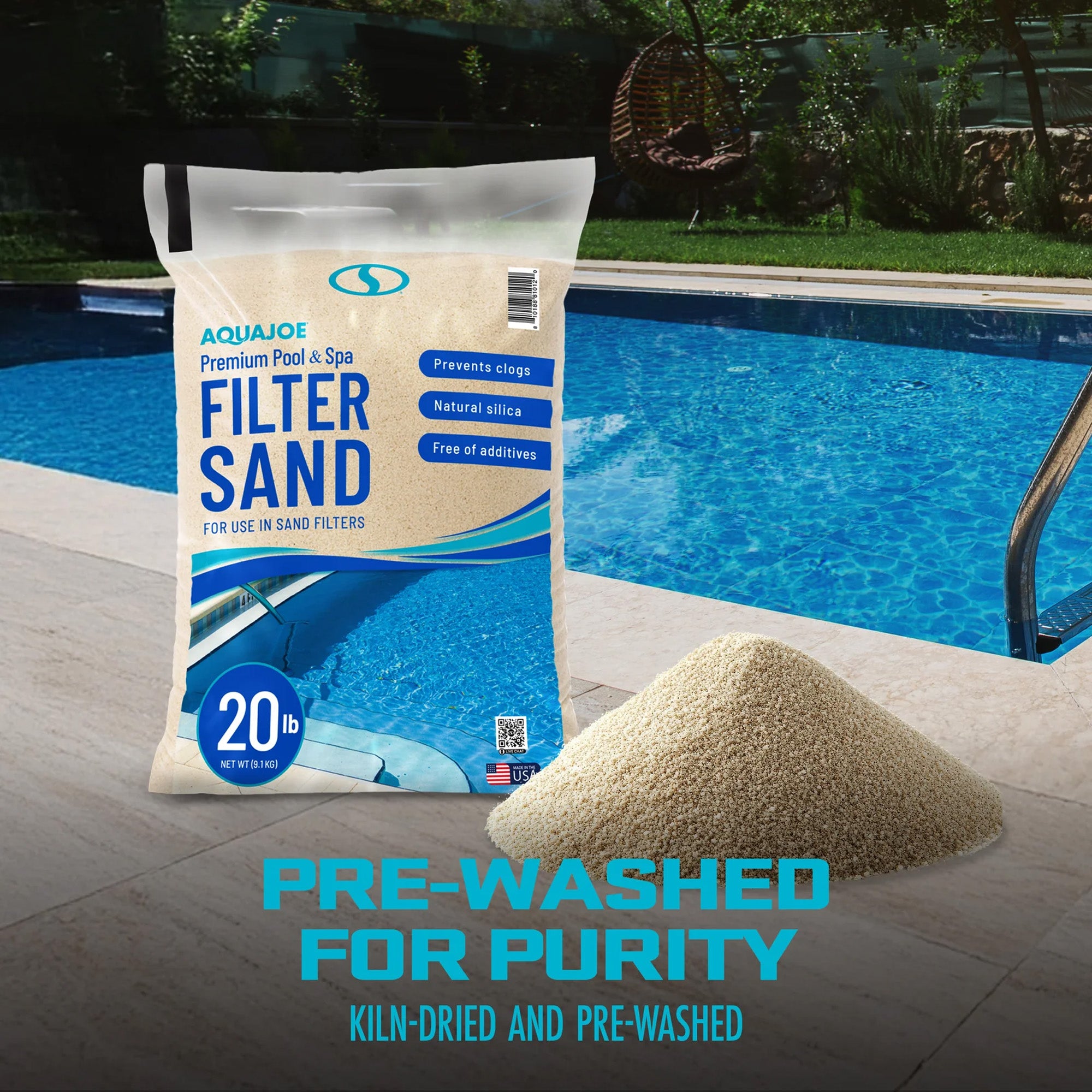 Aqua Joe Premium Pool & Spa Filter Sand for Swimming Pools, 20 lb, FLTSAND20