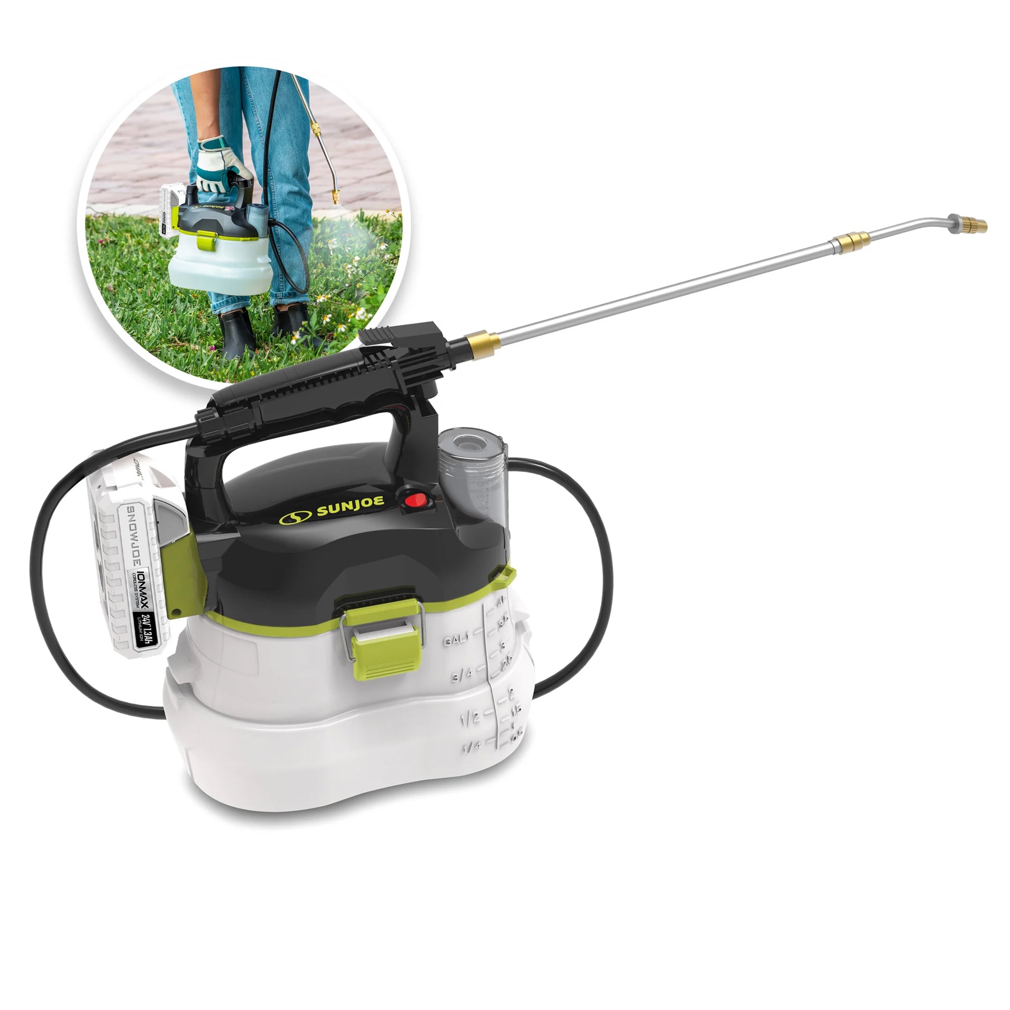 Sun Joe 24V Cordless Electric Garden Sprayer with Adjustable Wand, (Open Box)