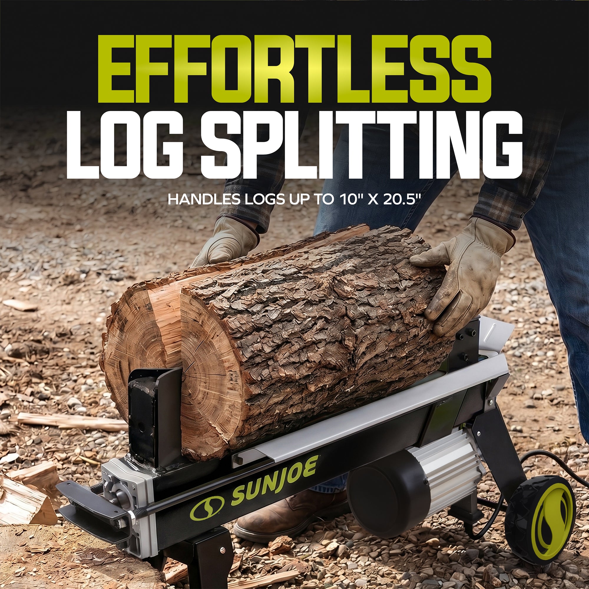 Sun Joe Electric Log Splitter with Hydraulic Ram, 5-Ton, 15 Amp Motor, LJ602E