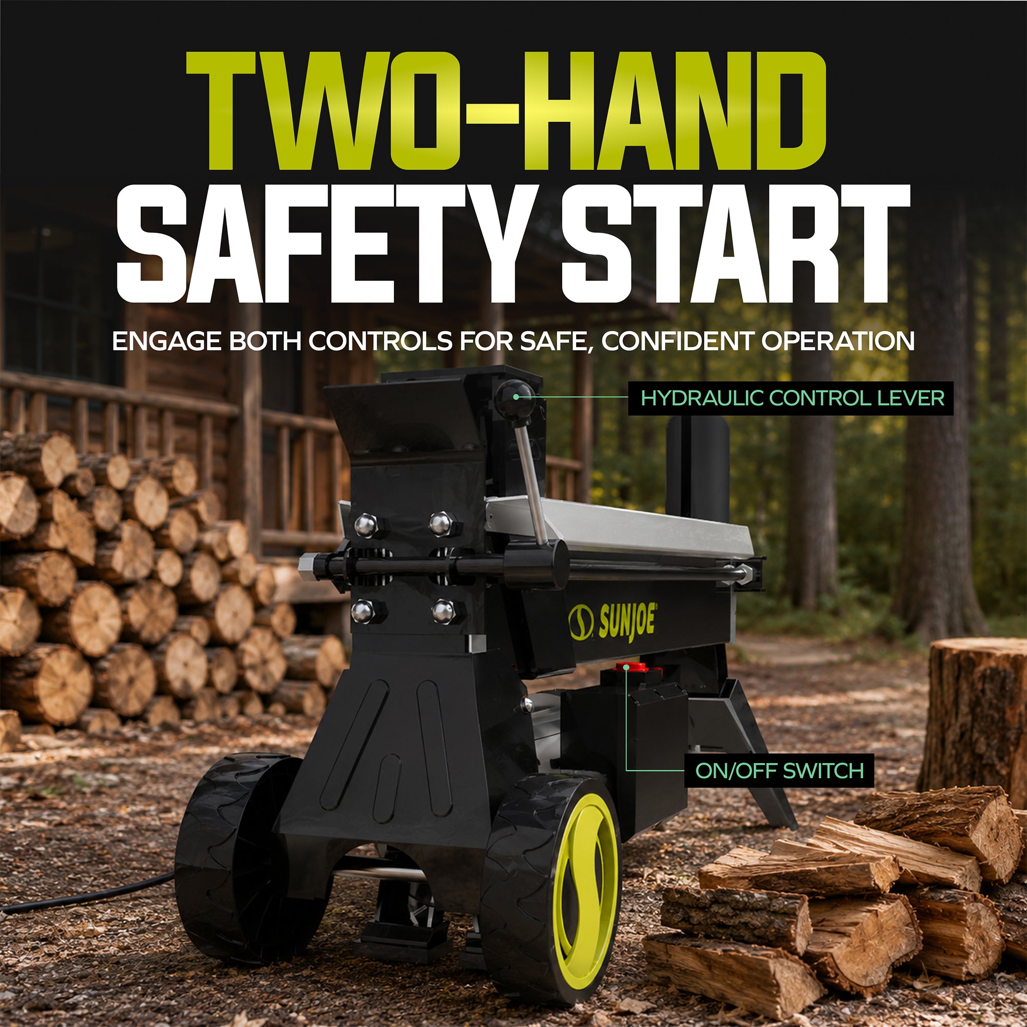 Sun Joe Electric Log Splitter with Hydraulic Ram, 5-Ton, 15 Amp Motor, LJ602E
