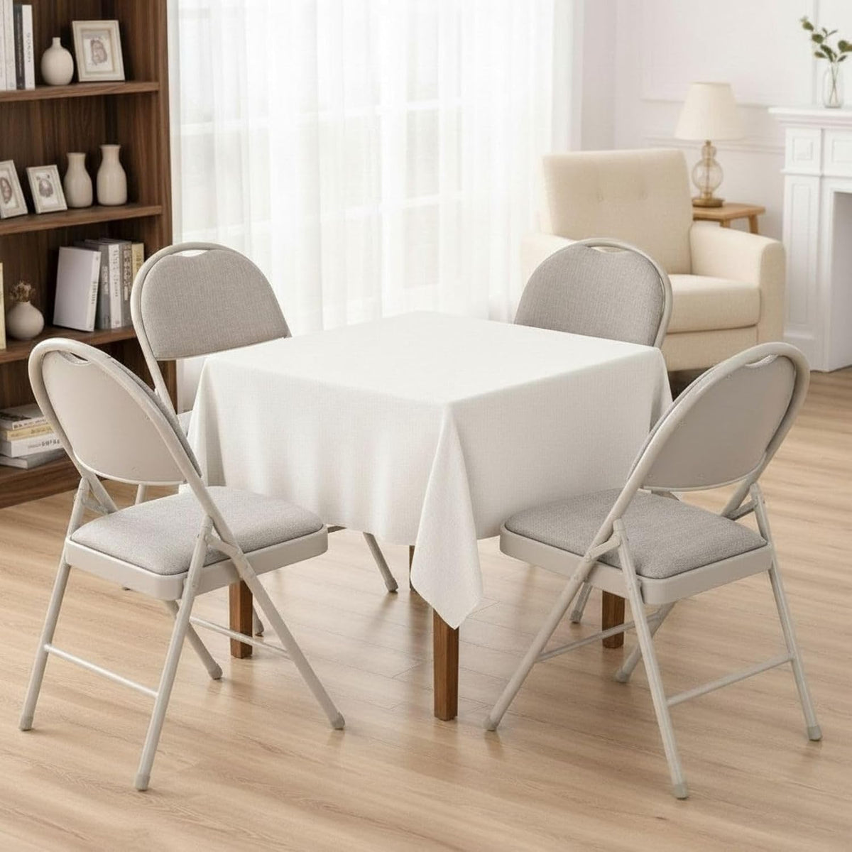 Sudden Comfort Set of 4 Double Padded Steel Frame High Back Chairs(Open Box)