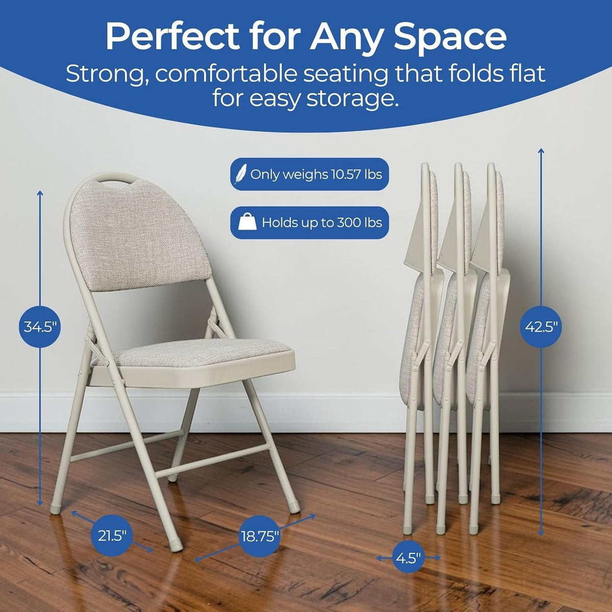 Sudden Comfort Set of 4 Double Padded Steel Frame High Back Chairs(Open Box)