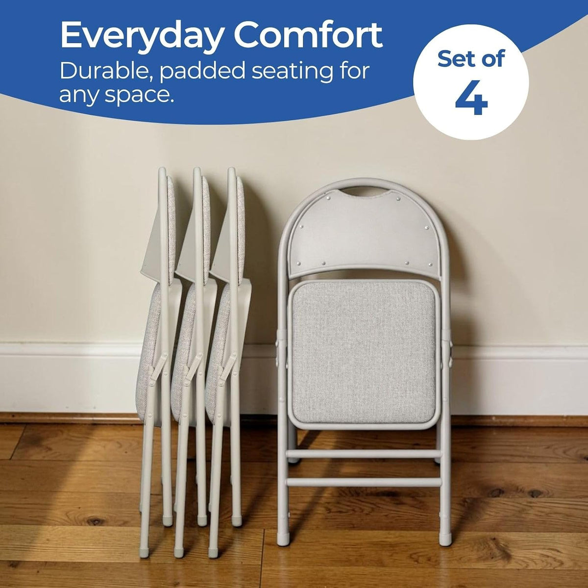 Sudden Comfort Set of 4 Double Padded Steel Frame High Back Chairs(Open Box)