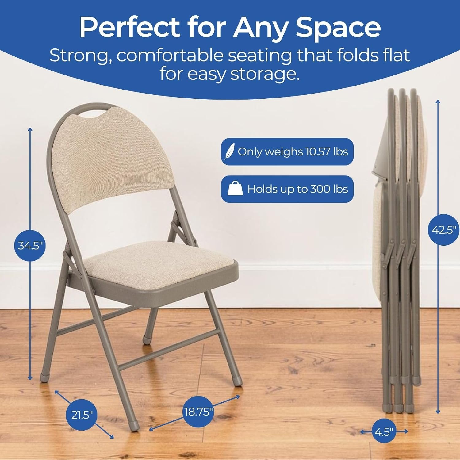 Sudden Comfort Set of 4 Double Padded Steel High Back Folding Chairs (Open Box)
