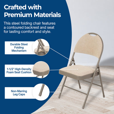 Sudden Comfort Set of 4 Double Padded Steel High Back Folding Chairs, Chicory