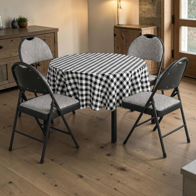 Sudden Comfort Set of 4 Double Padded Steel High Back Folding Chairs, Black/Grey