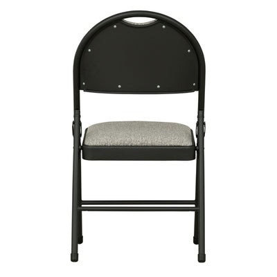Sudden Comfort Set of 4 Double Padded Steel High Back Folding Chairs, Black/Grey